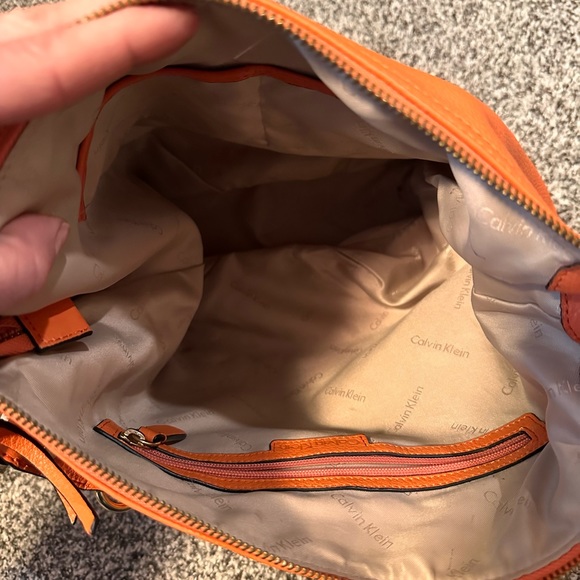 Calvin Klein orange leather satchel purse - Picture 2 of 4